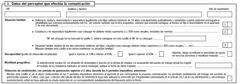 Cómo rellenar el Modelo 145: Comunicación de Situación Familiar